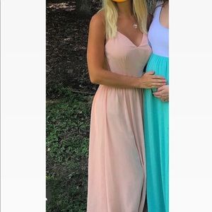 Pink maxi dress with open back